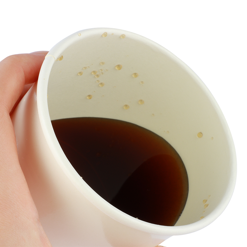 disposable single wall plain tea paper cup with black plastic lid