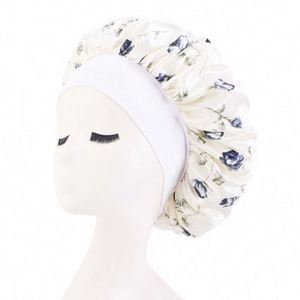 Fashion Rose Flower Print Wide Band Satin <b>Bonnet</b>-Women's Travel & Party Sleeping Cap for Girlfriend Gifts All Seasons - Product Image 2