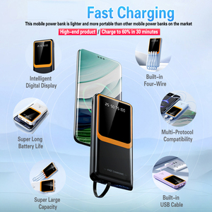 Chargeur portable Power Bank 10000mAh pour téléphone, <span class=keywords><strong>batterie</strong></span> <span class=keywords><strong>externe</strong></span> portable 10000 mAh avec câbles, idéal pour les cadeaux - Product Image 2