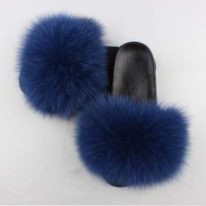 <span class=keywords><strong>Pelliccia</strong></span> di volpe verde di lusso estiva da ragazza per pantofole da donna leggera <span class=keywords><strong>arancione</strong></span> vera <span class=keywords><strong>pelliccia</strong></span> di volpe alla moda e calda - Product Image 4