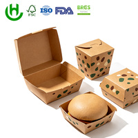 Kit de boîtes à emporter en papier kraft, personnalisables, jetables, portables, étanches, pour poulet frit, hamburgers, frites, écologiques