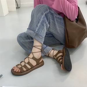 Sandalias de verano de una sola tira de seda satinada, sandalias de tacón alto estilo europeo, elegantes y modernas sandalias de tacón grueso para mujer - Product Image 3
