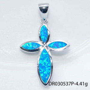 Stingray Shape 925 Sterling Silver Blue <strong>Opal</strong> Stingray Pendant <strong>Necklace</strong> - Product Image 3