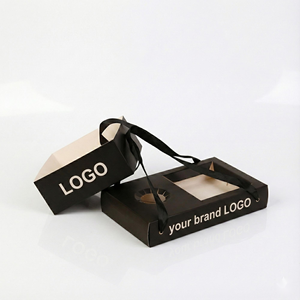 Bandeja para Llevar de 2 Compartimentos con Logotipo Personalizado para Sándwiches y Café, Portavasos Integrado para Cafeterías y Restaurantes - Product Image 1