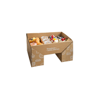 Caja Kraft Personalizable Ranurada con Laminado Mate, Materiales Reciclados, para Fiestas, Picoteo, Apilable, Grado Alimenticio, Fiambrera para Llevar, Delicatessen