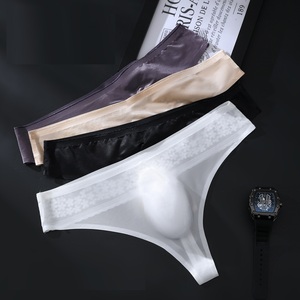 Slip <span class=keywords><strong>perizoma</strong></span> da <span class=keywords><strong>uomo</strong></span> a vita bassa, sexy, in rete e <span class=keywords><strong>pizzo</strong></span>, senza cuciture, con pochette 3D, taglio laser, semitrasparente - Product Image 4