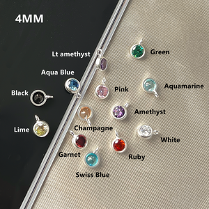 Cổ Điển 925 Sterling Bạc 4Mm Dọc Lỗ 12 Tháng Zircon <span class=keywords><strong>Birthstone</strong></span> Quyến Rũ Mặt Dây Chuyền Đối Với Trang Sức Làm - Product Image 3