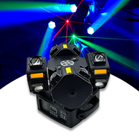 Projecteur à tête mobile 200W à 4 têtes, 16x10W RGBW 4-en-1, faisceau laser, stroboscope, turbine à vent rotative, DMX512, activé par le son, 4 motifs Gobo 540