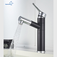 Robinet de salle de bain Aquacubic Black Gold avec tube flexible extractible