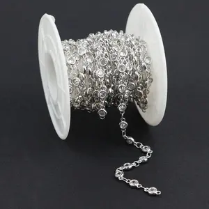 LS-A546 fantastic crystal silver chain rosary beads chain for jewelry making wholesale jewelry accessory material