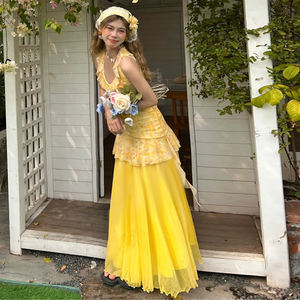 Ensemble deux pièces robe et jupe à imprimé floral pastoral français pour femme, motif irrégulier, tenue décontractée estivale et fraîche - Product Image 4