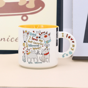 Tasse à café en céramique écologique avec motif de chien mignon (Dachshund, Bull Terrier) imprimé, poignée décorée, idéale pour les cadeaux promotionnels en gros - Product Image 5