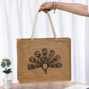 Sacs fourre-tout en toile de Jute pliable, <span class=keywords><strong>naturel</strong></span>, bon marché - Product Image 3