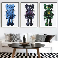 Mode moderne décoration intérieure de la maison ours en peluche affiches d'art mural rue graffiti violence peinture à l'huile cristal porcelaine