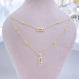 Fashion Luxury Mother Pendant White stone Wedding Pendant Long Chain New Energy Necklace For Woman