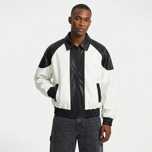 <span class=keywords><strong>Giacca</strong></span> in Ecopelle da Uomo Streetwear Casual Invernale, Vestibilità Ampia, Ricamata, con Cerniera Frontale, Antivento, Estetica Y2K - Product Image 1
