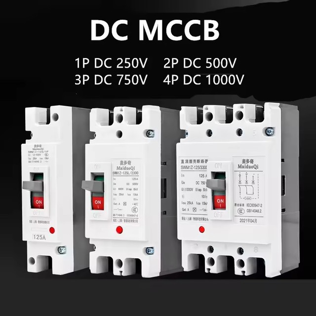 Battery Molded Case DC Circuit Breaker DC 250V 500V 750V 1000V Photovoltaic Solar MCCB 10-630A PV Current Protector Switch
