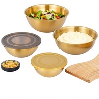 Bol à salade en acier inoxydable de style coréen avec couvercle, bassin épaissi, compatible micro-ondes, pour usage commercial et hôtelier, design moderne et minimaliste