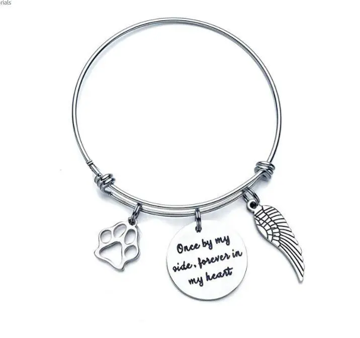 Loss of Pet Memorial Gifts Bracelet Once by My Side Forever in My Heart Jewelry Sympathy Condolences Gift for Pet Owner