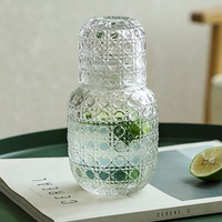 Vente en gros Bouilloire en verre de luxe transparente pour la maison Carafe avec ensemble de tasses portable Pichet en verre pour eau froide
