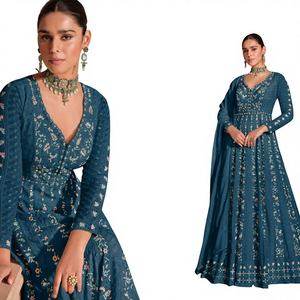 PRYOSHA EXPORT - Conjunto de Traje Pakistaní para Mujer, Bordado Intenso, de Chinon Pesado, de Secado Rápido, para Fiestas, Bodas, Invierno - Product Image 1