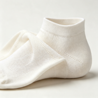 Chaussettes de soutien de la cheville côtelées antibactériennes résistantes aux odeurs pour hommes, respirantes et rembourrées, blanches, 5 paires, 26-28 cm