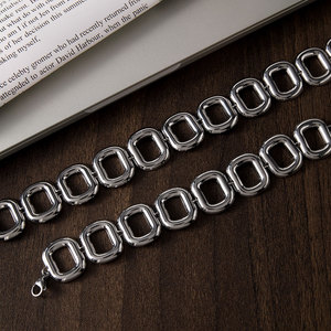 Women's Stainless Steel Geometric Necklace <b>Bracelet</b> <b>Set</b> Party Fashion Jewelry - Product Image 2