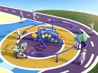 Structure musicale interactive extérieure sur le thème de l'espace pour enfants, avec combinaison d'instruments de percussion