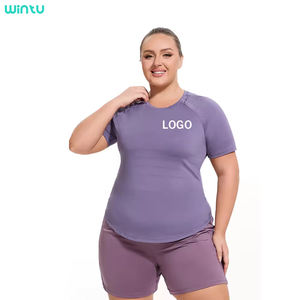 Wintu XXXXL vente en gros vêtements de sport à manches courtes Sexy grosses femmes vêtements de sport femmes T-shirt grande taille vêtements africains vêtements de sport - Product Image 1