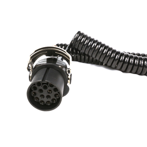 European 15pin 7 Pin Trailer <strong>Coiled</strong> <strong>Cable</strong> Trailer &amp; Truck Electrical <strong>Cable</strong> With Nylon Plug and Metal <strong>Cable</strong> Holder - Product Image 2