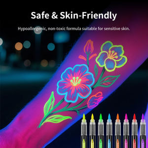 खय पर्यावरण के अनुकूल 8-रंग उव चमक डार्क टैटू मार्कर पेन ड्राई-मिटा गीले-मिटा गीले-मिटा स्याही अस्थायी चेहरे पेंटिंग के लिए - Product Image 4