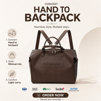 Sac à langer multifonctionnel de qualité supérieure en cuir vegan imperméable, convertible en sac à dos de voyage pour maman