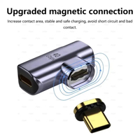 Adaptador magnético USB C a USB C, conector tipo C de 24 Pines, compatible con USB4.0 PD 140W, carga USB4 40 Gb/s, transferencia de datos, vídeo 8K
