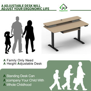 طاولة مريحة مزدوجة الطبقة قابلة للتعديل ارتفاع كهربائي قابل للتعديل واقفة مكتب كمبيوتر مكتب إطار مع أدراج - Product Image 6