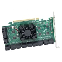 ZhenLoong SATA Tarjeta de expansión 24 puertos SATA 3,0 Conector a PCI-E X16 PCIe 6Gbps Adaptador para IPFS 24 Tarjeta de expansión de disco duro