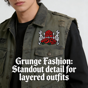 Appliques brodées en chenille écologiques, motif roses squelettes inspirées des Grateful Dead, à thermocoller/coudre pour vestes en jean et chapeaux - Product Image 5