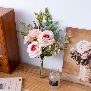 Bouquet de fleurs artificielles en forme de rose ciel étoilé, en tissu tissé plastique, pour décoration de mariage, de maison et accessoires de photographie CF02041 - Product Image 4