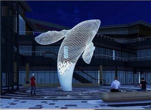 Sculpture en acier décorative moderne extérieure publique personnalisée Statue en métal énorme <span class=keywords><strong>baleine</strong></span> blanche - Product Image 3