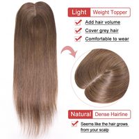 Topper pour femme, base mono naturelle, 100% cheveux humains, toupet pour femme, 3*5, 130%