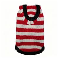 Sweat à capuche en tricot doux pour chien, rayé rouge et blanc, vêtements mignons pour animaux de compagnie de petite et moyenne taille