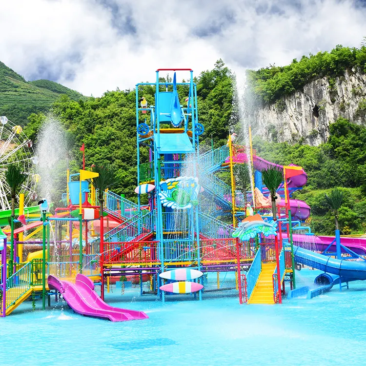 Peralatan Taman Air Taman Hiburan Fiberglass Playground Water House Water Park Slides Pool