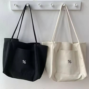 Grosir kesederhanaan sehari-hari Logo cetak kustom tas <span class=keywords><strong>Tote</strong></span> kanvas tebal tas belanja belanja belanja belanja yang dapat digunakan kembali dengan saku - Product Image 1
