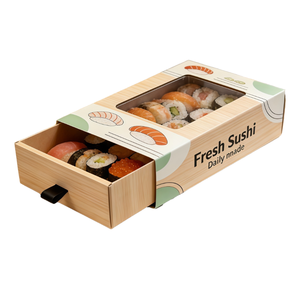 Caja de Papel Recubierto Ecológica Desechable con Ventana para Envasado de Alimentos Frescos, Personalizable con Logotipo e Impresión - Product Image 1