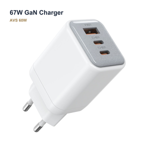 Caricatore Rapido GaN 67W 2C+A con AVS DPS, Adattatore da Parete USB-C PD a 3 Porte, Alimentatore Dinamico 60W per iPhone 18, Certificato CE FCC RoHS CCC - Product Image 6