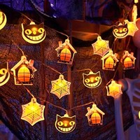 Guirlandes lumineuses d'Halloween multiformes (chat, fantôme, citrouille) pour décoration intérieure de fête