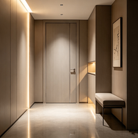 Porte extérieure moderne en olivier certifiée UL ignifuge, panneau plat, étanche, âme multicouche, résistante à l'humidité et à la moisissure, adaptée