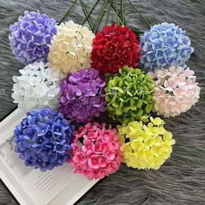 Rama individual de hortensia artificial Junheyuan, flor de seda para arreglos de suelo en escenarios de boda - Product Image 1