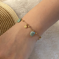 Nouveau Zhongzhe Design de mode bijoux en acier inoxydable plaqué or conception de plage coquille de poisson bracelet à breloques en pierre naturelle