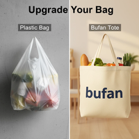 Sac fourre-tout en toile personnalisé en gros BFYS, sac de shopping en coton recyclable, sac à main publicitaire avec fermeture éclair et lettres pour supermarché et voyage