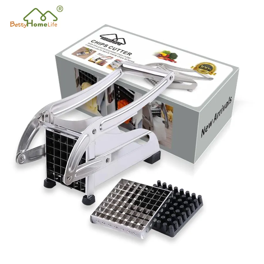 High Quality Stainless Steel Homemade Kitchen Sweet Potato Chipper French Fry Cutter with Suction Feet